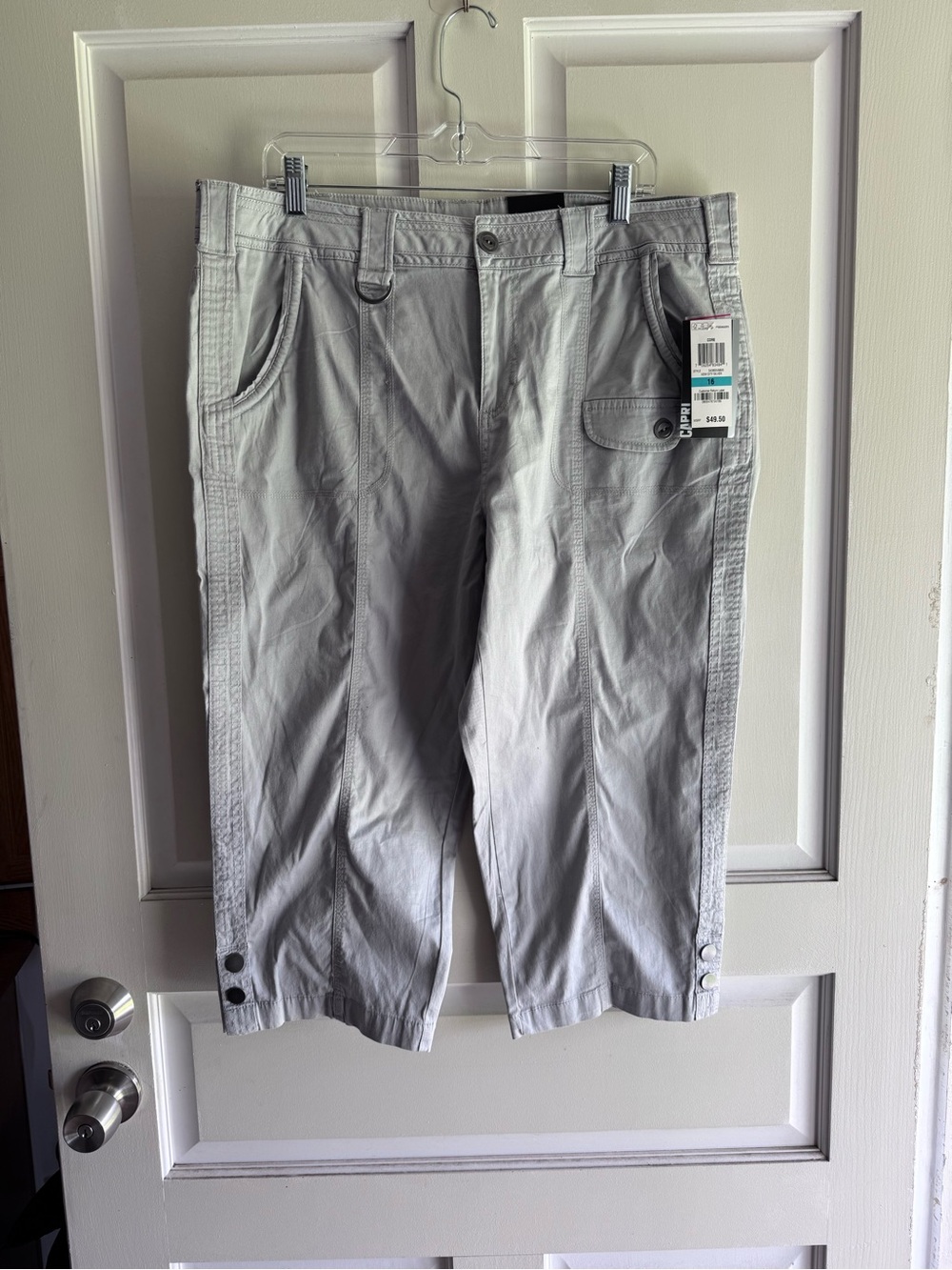 Style & Co New City Silver Cropped Pants Size 16 New With Tags - Picture 2 of 10